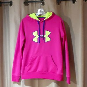 Under Armour hoodie, size S, pink and lime.